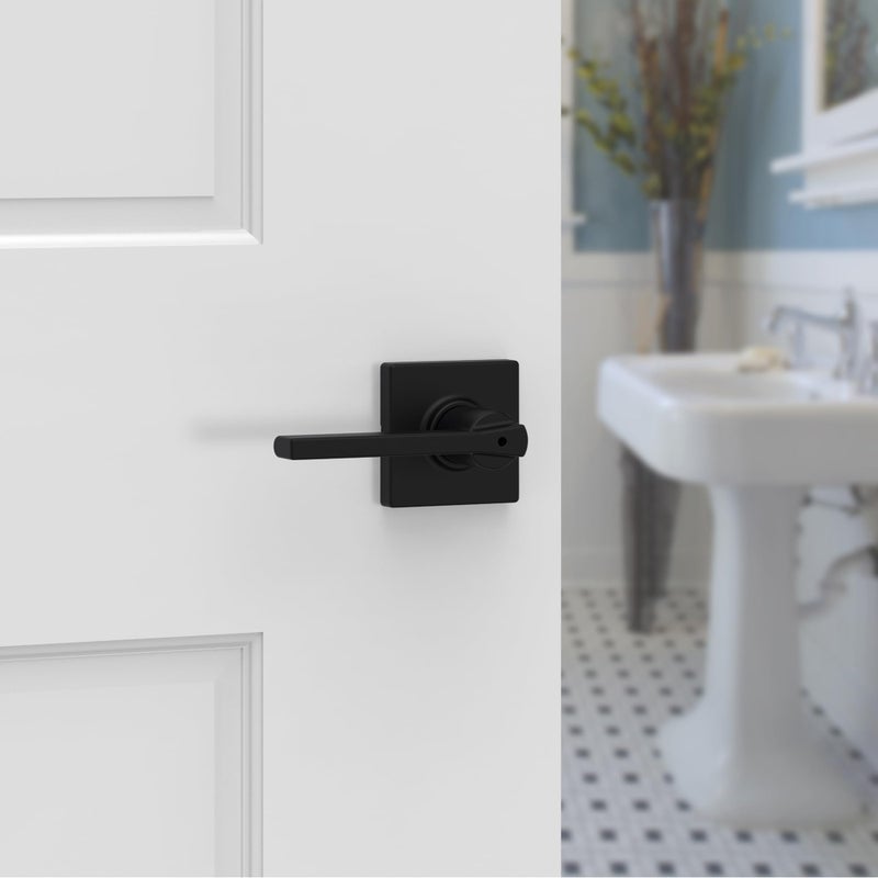 Kwikset Casey Interior Privacy Door Handle with Lock 4 Pack  Door Lever for Bathroom and Bedroom  Matte Black Reversible Keyless Turn Lock  with Microban Protection - Image 2